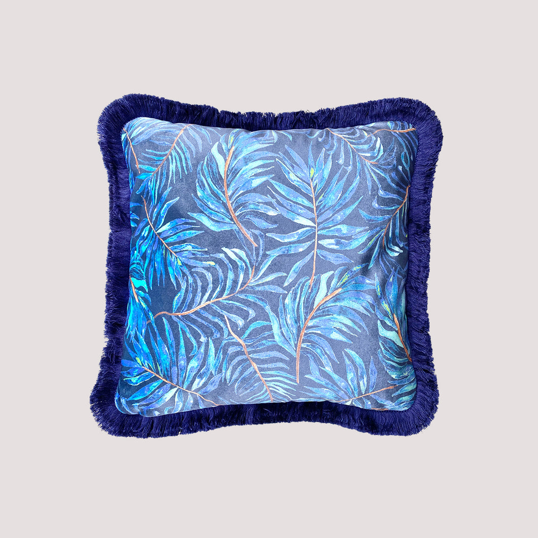 Blue Tropics Velvet Cushion