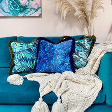 Load image into Gallery viewer, Blue Tropics Velvet Cushion
